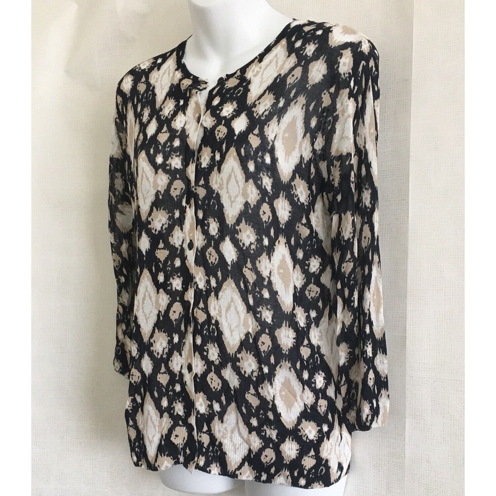 Verve ami Cardigan Sweater Size M Blue/Ivory Ikat Light Knit‎ Sweater NWT $56.00